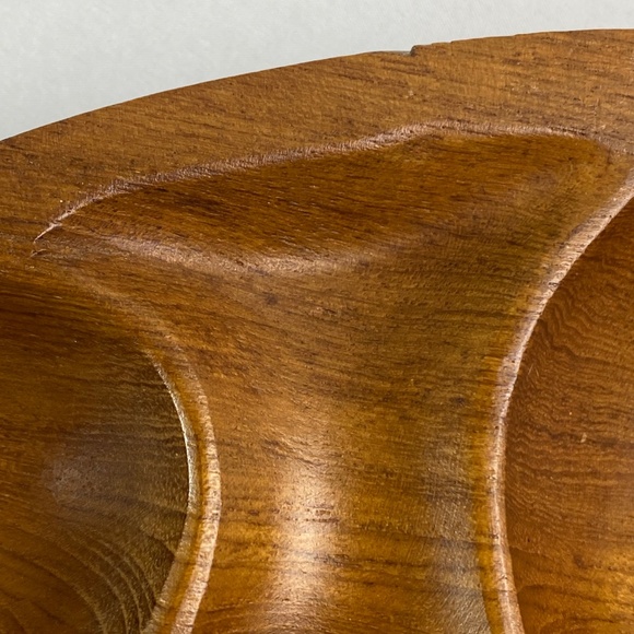 VTG Wooden Charcuterie Board MCM Monkey Pod Snack Dish 14” - Picture 6 of 7